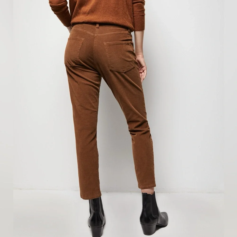 Nili Lotan Bradford Pant Corduroy Ankle Length Stretch In Chestnut Brown Size 2 - Picture 3 of 10